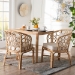bali & pari Prisca Natural Rattan 2-Piece Dining Chair Set with Bubble Frame - Handwoven Wicker Accent Chair with Round Back and Removable Cushions for Kitchen or Dining Room - Ariel-Light Honey Rattan-Cushion-DC
