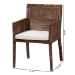 bali & pari Karis Rattan Dining Chair with Cushion - Handwoven Wicker Armchair with Mahogany Wood Frame, Coastal Boho Style Indoor Seating, Antique Coffee - Karis-Coffee Antique-DC