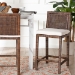 bali & pari Sofia Rattan Counter Stool with Mahogany Wood Frame - Handwoven Wicker Counter Height Chair with Cushion, Coastal Boho Style Kitchen Island Seating, Antique Coffee - Sofia-Coffee Antique-CS