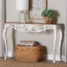 Baxton Studio Riquin Distressed Wood Console Table - Carved Wood Accent Table with Floral Motif and Two-Tone Finishing - JY25B006-White/Natural-Wooden-Console Table