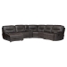 Baxton Studio Mistral 6-Piece Reclining Sectional Sofa with Left-facing Chaise Lounge - Suede Upholstered Modular Sectional with Storage - 99170-J458 Gray-SF