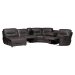 Baxton Studio Mistral 6-Piece Reclining Sectional Sofa with Left-facing Chaise Lounge - Suede Upholstered Modular Sectional with Storage - 99170-J458 Gray-SF