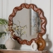 bali & pari Bahati Round Wall Mirror with Sculpted Wavy Frame - Decorative Accent Mirror for Entryway, Bedroom, or Living Room - Bahati-Light Brown Wooden-Mirror-Boxed