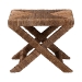 bali & pari Alda Woven Seagrass Ottoman - Handwoven Wicker Accent Stool with X Base, Boho Coastal Seating - Alda-Light Honey Wooden-Stool