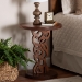 bali & pari Donna Nightstand with Pedestal Base - Mahogany Wood Bedside Side Table with Round Tabletop - Donna-Light Brown Wooden-NS-Boxed