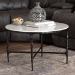 Baxton Studio Akanji Marble Coffee Table - Modern Rustic Accent Table with Hand-Forged Metal Frame for Living Room or Seating Areas, Round - FUR6879-Marble Top Hammer Round-CT