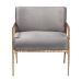 Baxton Studio Ilmari Velvet Lounge Chair with Track Arms - Modern Rustic Armchair with Hand-Forged Metal Frame for Living Room or Lounge - FUR6887-Upholstered/Metal Frame-CC
