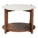 Baxton Studio Quindalyn Round Marble Coffee Table - Modern Accent Table with Mango Wood Frame and Open Shelf Storage for Living Room or Seating Areas - FUR6890-Natural Marble Top 2 Tier-CT
