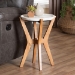 Baxton Studio Phaedra Round Marble End Table - Modern Accent Table with Mango Wood Frame and Tray Tabletop for Living Room or Seating Area - FUR6891-Marble Tray-ET