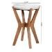 Baxton Studio Phaedra Round Marble End Table - Modern Accent Table with Mango Wood Frame and Tray Tabletop for Living Room or Seating Area - FUR6891-Marble Tray-ET