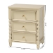 bali & pari Kyla Nightstand with Spindle Legs - 3-Drawer Bedside Table with Turned Detailing and Inset Paneling - Kyla-Beige-Wooden-NS