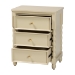 bali & pari Kyla Nightstand with Spindle Legs - 3-Drawer Bedside Table with Turned Detailing and Inset Paneling - Kyla-Beige-Wooden-NS