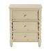 bali & pari Kyla Nightstand with Spindle Legs - 3-Drawer Bedside Table with Turned Detailing and Inset Paneling - Kyla-Beige-Wooden-NS