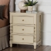 bali & pari Kyla Nightstand with Spindle Legs - 3-Drawer Bedside Table with Turned Detailing and Inset Paneling - Kyla-Beige-Wooden-NS