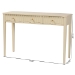 bali & pari Leeba Console Table - 3-Drawer Accent Table with Fluted Wood and Scalloped Framing for Living Room, Hallway, or Entryway - Leeba-Beige-Wooden-3DRW-Console Table