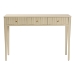 bali & pari Leeba Console Table - 3-Drawer Accent Table with Fluted Wood and Scalloped Framing for Living Room, Hallway, or Entryway - Leeba-Beige-Wooden-3DRW-Console Table