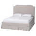 Baxton Studio Ronelyn Platform Bed with Pleated Skirt - Fabric Upholstered Bed Frame with Panel Headboard, Queen