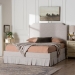 Baxton Studio Ronelyn Platform Bed with Pleated Skirt - Fabric Upholstered Bed Frame with Panel Headboard, Queen - BBT61383-Beige-H1217-3-Queen