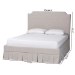Baxton Studio Ronelyn Platform Bed with Pleated Skirt - Fabric Upholstered Bed Frame with Panel Headboard, Queen - BBT61383-Beige-H1217-3-Queen