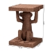 bali & pari Miyoco Monkey End Table - Handwoven Rattan Sculptural Accent Side Table with Platform Base - Monkey-Light Brown/Rattan-ET