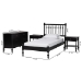 Baxton Studio Denita Spindle 4-Piece Bedroom Set - Farmhouse Platform Bed with Matching Dresser and 1-Drawer Nightstands, Black, Twin - Alaba-4PC Bedroom Set-Black-Twin-2NS