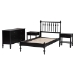 Baxton Studio Denita Spindle 4-Piece Bedroom Set - Farmhouse Platform Bed with Matching Dresser and 1-Drawer Nightstands, Black, Twin - Alaba-4PC Bedroom Set-Black-Twin-2NS