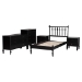 Baxton Studio Callison Spindle 5-Piece Bedroom Set - Farmhouse Platform Bed with Matching Dresser, Chest, and 2-Drawer Nightstands, Black. Twin - Eniola-5PC Bedroom Set-Black-Twin