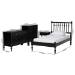 Baxton Studio Denita Spindle 4-Piece Bedroom Set - Farmhouse Platform Bed with Matching Dresser, Chest, and 1-Drawer Nightstand, Black, Twin - Alaba-4PC Bedroom Set-Black-Twin-1NS