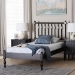 Baxton Studio Callison Spindle Platform Bed - Turned Farmhouse Bed Frame with Spoked Headboard and Sculpted Legs, Black, Twin - MG0259-Black-Twin