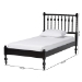 Baxton Studio Callison Spindle Platform Bed - Turned Farmhouse Bed Frame with Spoked Headboard and Sculpted Legs, Black, Twin - MG0259-Black-Twin