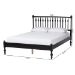Baxton Studio Callison Spindle Platform Bed - Turned Farmhouse Bed Frame with Spoked Headboard and Sculpted Legs, Black, Full - MG0259-Black-Full