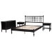Baxton Studio Denita Spindle 4-Piece Bedroom Set - Farmhouse Platform Bed with Matching Dresser and 1-Drawer Nightstands, Black, Full - Alaba-4PC Bedroom Set-Black-Full-2NS