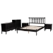Baxton Studio Callison Spindle 5-Piece Bedroom Set - Farmhouse Platform Bed with Matching Dresser, Chest, and 2-Drawer Nightstands, Black, Full - Eniola-5PC Bedroom Set-Black-Full