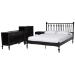 Baxton Studio Denita Spindle 4-Piece Bedroom Set - Farmhouse Platform Bed with Matching Dresser, Chest, and 1-Drawer Nightstand, Black, Full