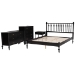 Baxton Studio Denita Spindle 4-Piece Bedroom Set - Farmhouse Platform Bed with Matching Dresser, Chest, and 1-Drawer Nightstand, Black, Full - Alaba-4PC Bedroom Set-Black-Full-1NS