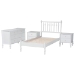 Baxton Studio Callison Spindle 4-Piece Bedroom Set - Farmhouse Platform Bed with Matching Dresser and 2-Drawer Nightstands, White, Twin - Eniola-4PC Bedroom Set-White-Twin