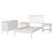 Baxton Studio Denita Spindle 4-Piece Bedroom Set - Farmhouse Platform Bed with Matching Dresser and 1-Drawer Nightstands, White, Twin - Alaba-4PC Bedroom Set-White-Twin-2NS