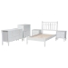 Baxton Studio Callison Spindle 5-Piece Bedroom Set - Farmhouse Platform Bed with Matching Dresser, Chest, and 2-Drawer Nightstands, White, Twin - Eniola-5PC Bedroom Set-White-Twin