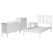 Baxton Studio Denita Spindle 4-Piece Bedroom Set - Farmhouse Platform Bed with Matching Dresser, Chest, and 1-Drawer Nightstand, White, Twin - Alaba-4PC Bedroom Set-White-Twin-1NS