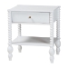 Baxton Studio Denita Spindle 4-Piece Bedroom Set - Farmhouse Platform Bed with Matching Dresser, Chest, and 1-Drawer Nightstand, White, Twin - Alaba-4PC Bedroom Set-White-Twin-1NS