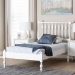 Baxton Studio Callison Spindle Platform Bed - Turned Farmhouse Bed Frame with Spoked Headboard and Sculpted Legs, White, Twin - MG0259-White-Twin