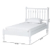 Baxton Studio Callison Spindle Platform Bed - Turned Farmhouse Bed Frame with Spoked Headboard and Sculpted Legs, White, Twin - MG0259-White-Twin