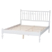 Baxton Studio Callison Spindle Platform Bed - Turned Farmhouse Bed Frame with Spoked Headboard and Sculpted Legs, White, Full - MG0259-White-Full