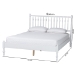 Baxton Studio Callison Spindle Platform Bed - Turned Farmhouse Bed Frame with Spoked Headboard and Sculpted Legs, White, Full - MG0259-White-Full
