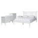 Baxton Studio Denita Spindle 4-Piece Bedroom Set - Farmhouse Platform Bed with Matching Dresser, Chest, and 1-Drawer Nightstand, White, Full
