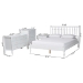 Baxton Studio Denita Spindle 4-Piece Bedroom Set - Farmhouse Platform Bed with Matching Dresser, Chest, and 1-Drawer Nightstand, White, Full - Alaba-4PC Bedroom Set-White-Full-1NS