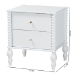 Baxton Studio Callison Spindle Nightstand - 2-Drawer Farmhouse Bedside Table with Turned Accents for Bedroom, White - MG9020-White-2DW-NS