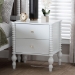 Baxton Studio Callison Spindle Nightstand - 2-Drawer Farmhouse Bedside Table with Turned Accents for Bedroom, White - MG9020-White-2DW-NS
