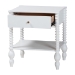 Baxton Studio Callison Spindle Nightstand - 1-Drawer Farmhouse Bedside Table with Open Shelf Storage and Turned Accents for Bedroom, White - MG9020-White-1DW-NS