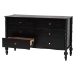 Baxton Studio Callison Spindle Dresser - 6-Drawer Farmhouse Horizontal Cabinet with Turned Accents for Bedroom, Black - MG9020-Black-6DW-Dresser